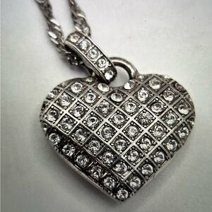 Vintage Brighton “ Diamond Lace” Necklace Puff Heart Reversible